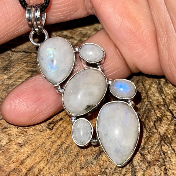 Rainbow Moonstone Crystal Pendant 2 1/2” - Picture 15 of 16